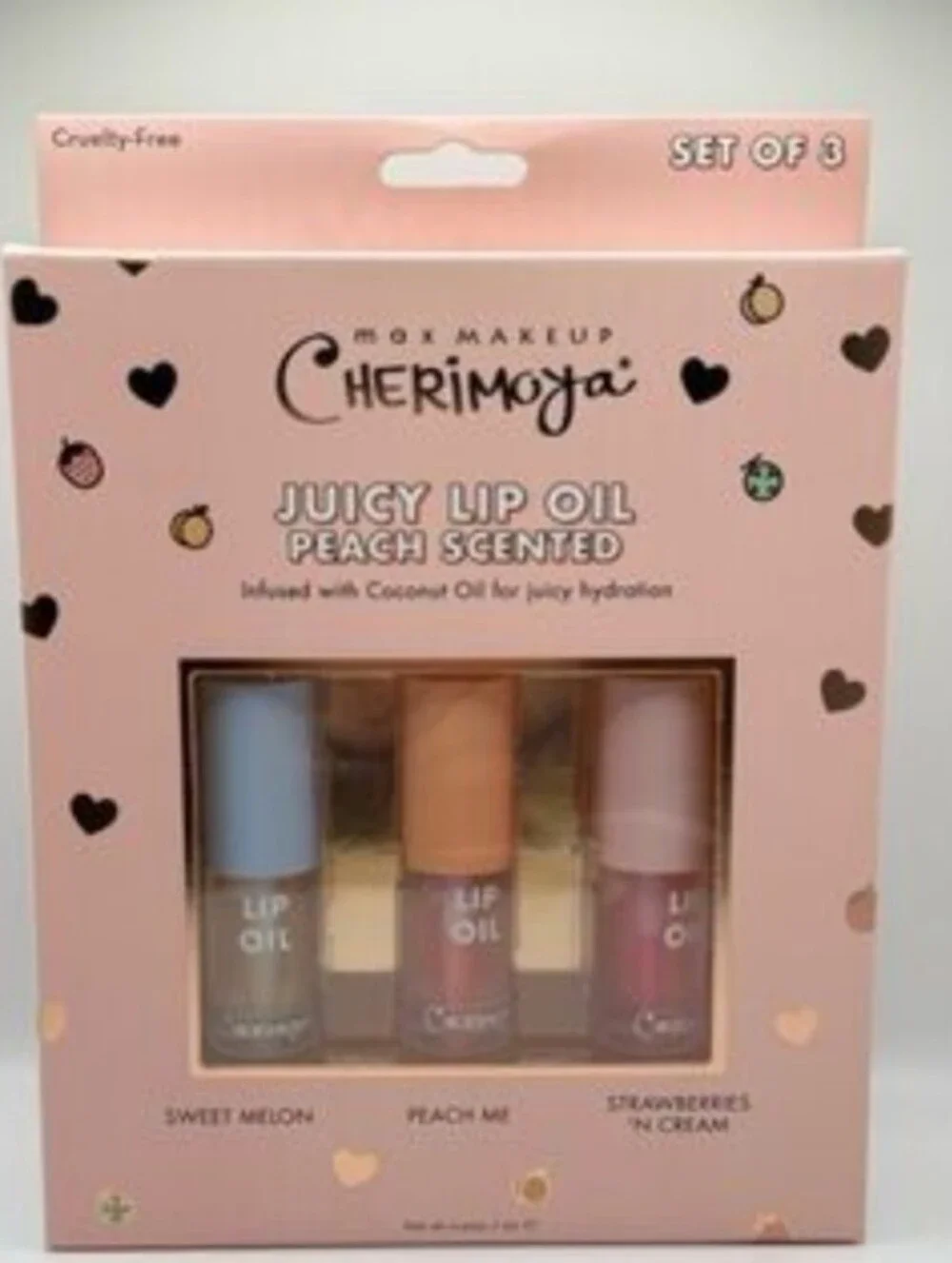 Max Makeup Cherimoya Juicy Lip Oil Set — Peach Scented (3-Pack)